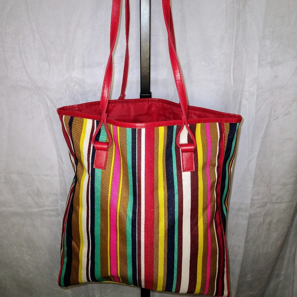 Women's Lancome Re Multicolor Striped Tote Bag NEW